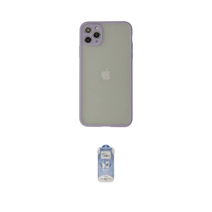 ieg™ iPhone 12 Pro Max Kılıf Ahenk Çizgi Serisi - Siyah Joko Magic 5D Cam