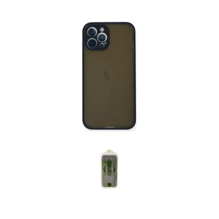 ieg™ iPhone 12 Pro Max Kılıf Ahenk Çizgi Serisi - Siyah Joko Magic 5D Hayalet Cam
