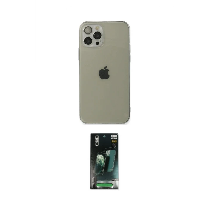 ieg™ iPhone 12 Pro Max Kılıf Ahenk Doku - Şeffaf 360 Full Body Arka Koruyucu