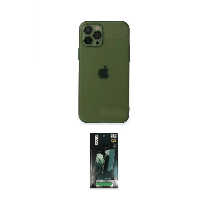 ieg™ iPhone 12 Pro Max Kılıf Ahenk Doku - Şeffaf 360 Full Body Arka Koruyucu
