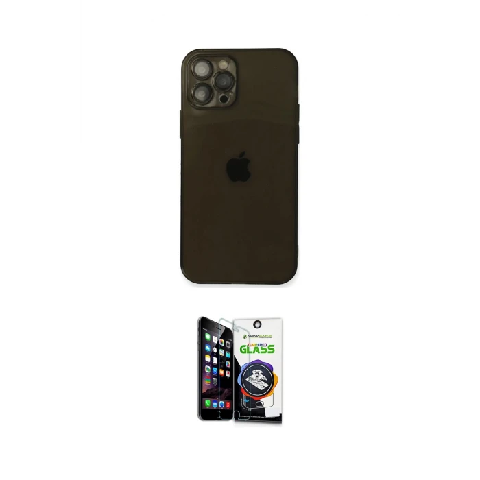 ieg™ iPhone 12 Pro Max Kılıf Ahenk Doku - Şeffaf Temperli Cam Ekran Koruyucu
