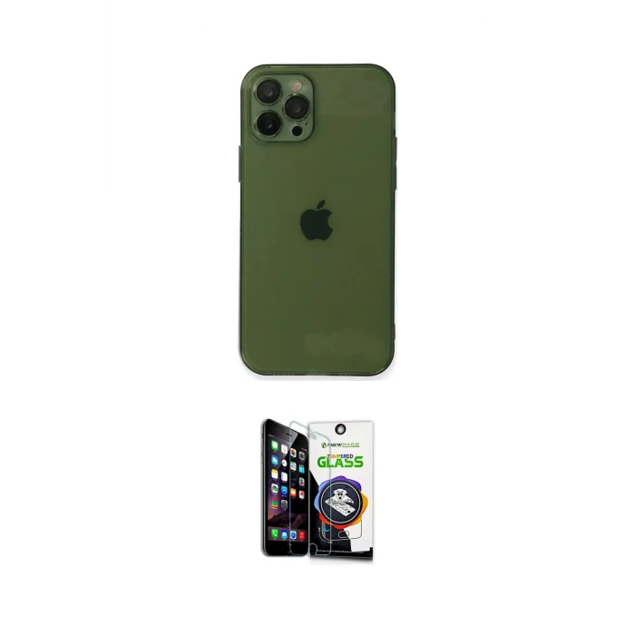 ieg™ iPhone 12 Pro Max Kılıf Ahenk Doku - Şeffaf Temperli Cam Ekran Koruyucu