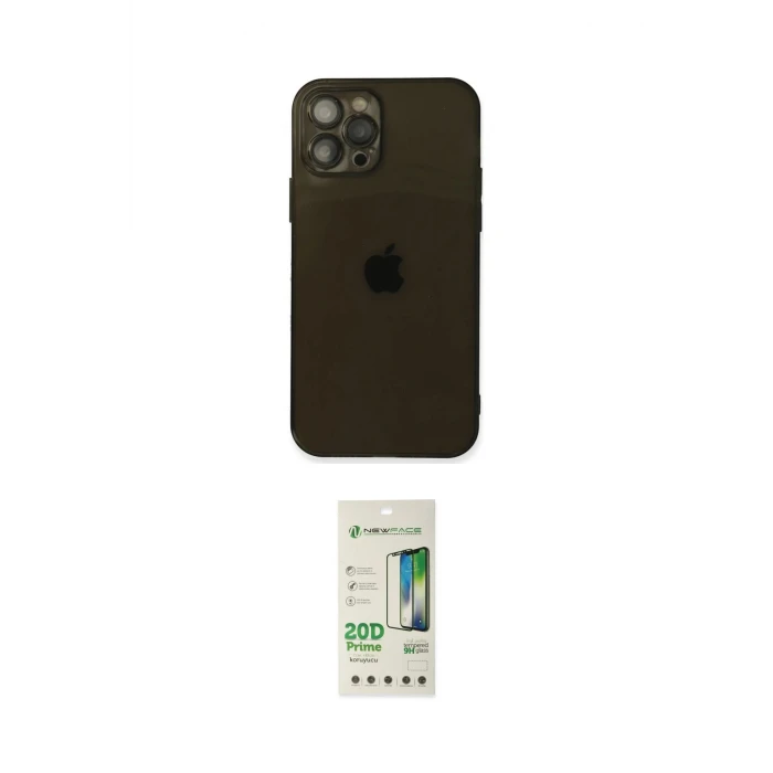 ieg™ iPhone 12 Pro Max Kılıf Ahenk Doku - Siyah 20D Premium Cam Ekran Koruyucu