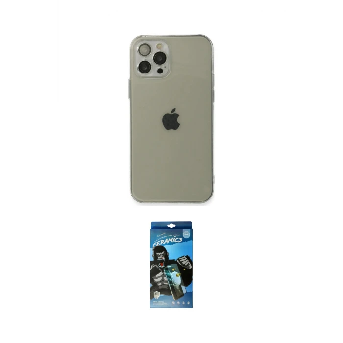 ieg™ iPhone 12 Pro Max Kılıf Ahenk Doku - Siyah 34D Izgaralı Cam