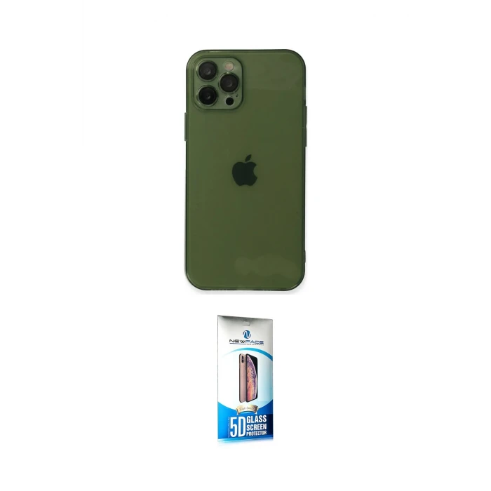 ieg™ iPhone 12 Pro Max Kılıf Ahenk Doku - Siyah 5D Eko Cam Ekran Koruyucu