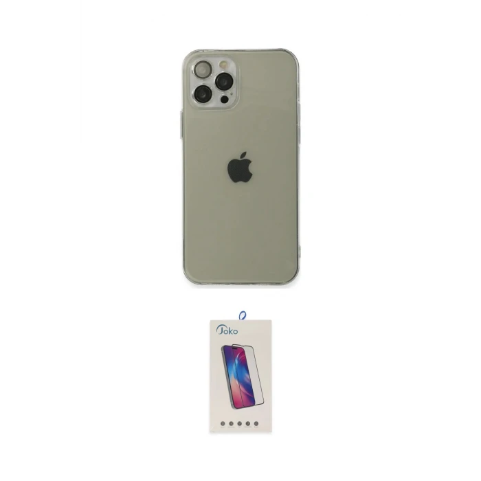 ieg™ iPhone 12 Pro Max Kılıf Ahenk Doku - Siyah Joko 5D Cam