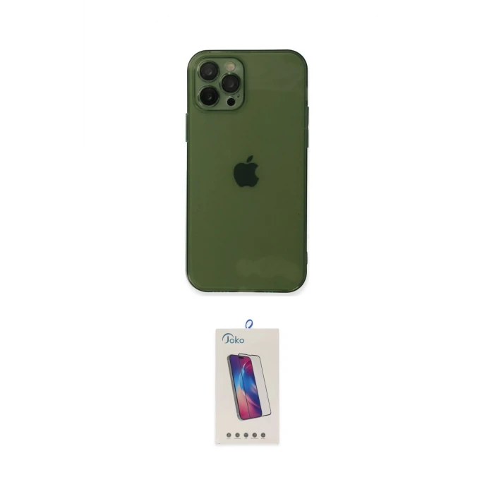 ieg™ iPhone 12 Pro Max Kılıf Ahenk Doku - Siyah Joko 5D Cam