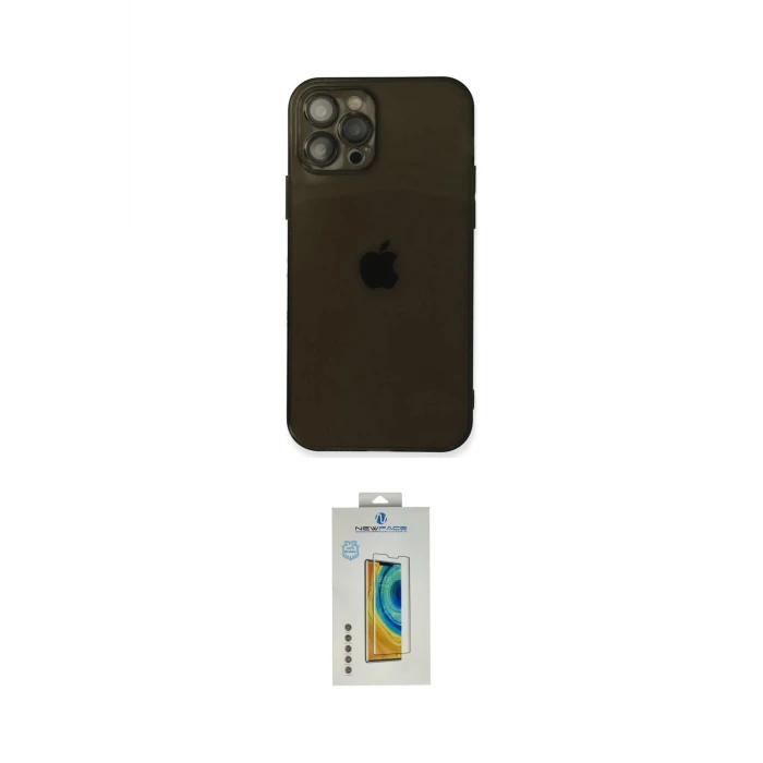 ieg™ iPhone 12 Pro Max Kılıf Ahenk Doku - Siyah Polymer Nano Ekran Koruyucu