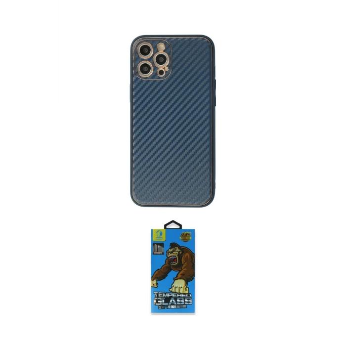 ieg™ iPhone 12 Pro Max Kılıf Ahenk Işık - Siyah 18D Cam Ekran Koruyucu