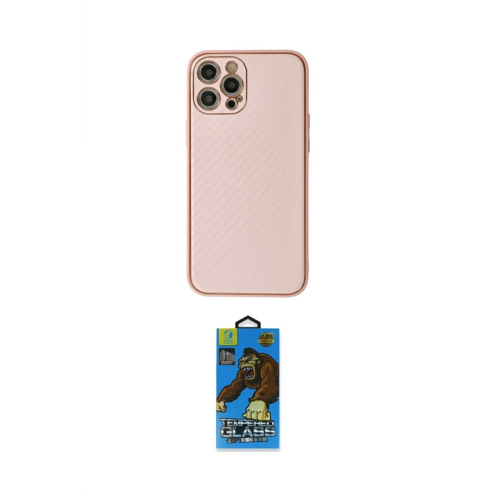 ieg™ iPhone 12 Pro Max Kılıf Ahenk Işık - Siyah 18D Cam Ekran Koruyucu