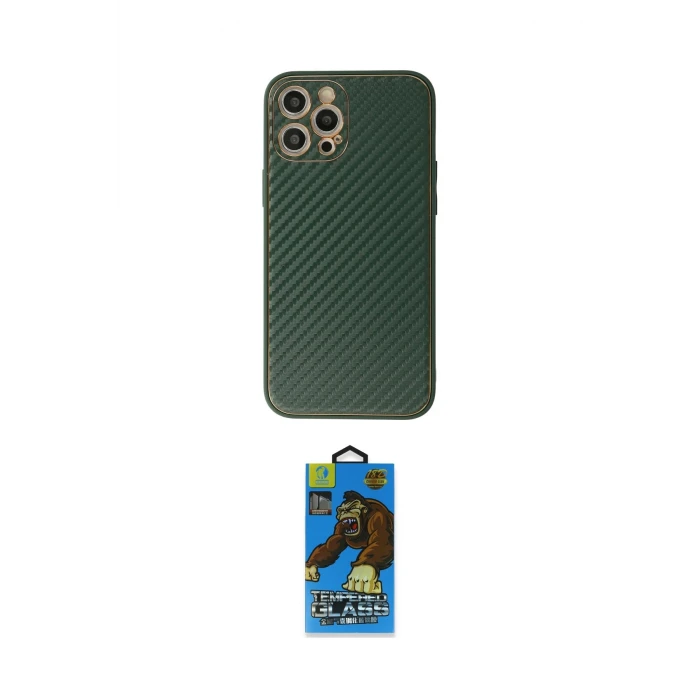 ieg™ iPhone 12 Pro Max Kılıf Ahenk Işık - Siyah 18D Cam Ekran Koruyucu