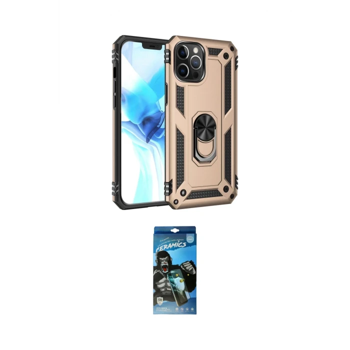 ieg™ iPhone 12 Pro Max Kılıf Ahenk Klasik Koleksiyonu - Siyah 34D Izgaralı Cam