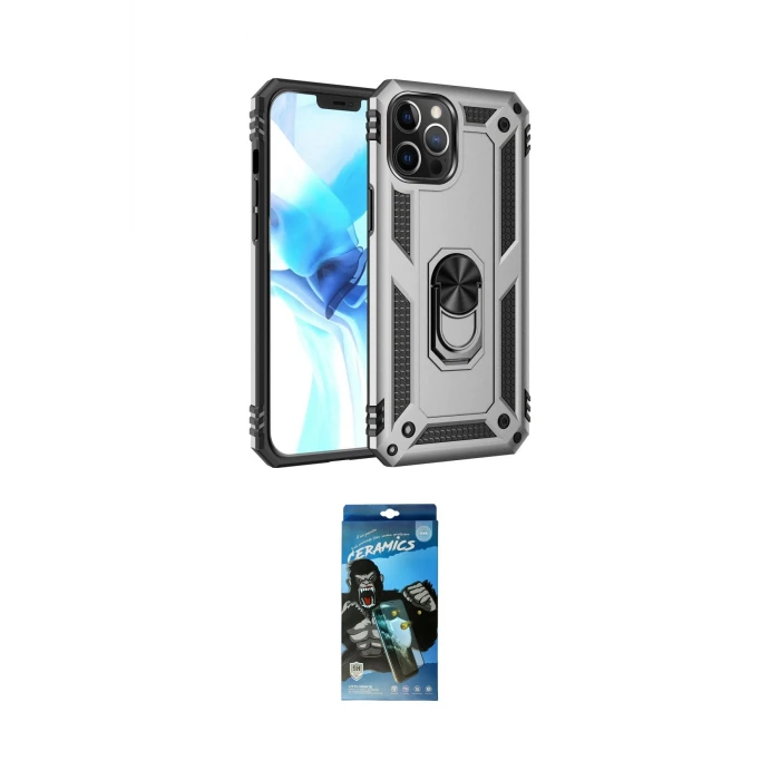 ieg™ iPhone 12 Pro Max Kılıf Ahenk Klasik Koleksiyonu - Siyah 34D Izgaralı Cam