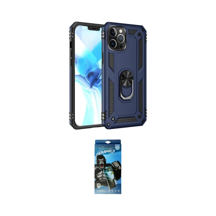 ieg™ iPhone 12 Pro Max Kılıf Ahenk Klasik Koleksiyonu - Siyah 34D Izgaralı Cam