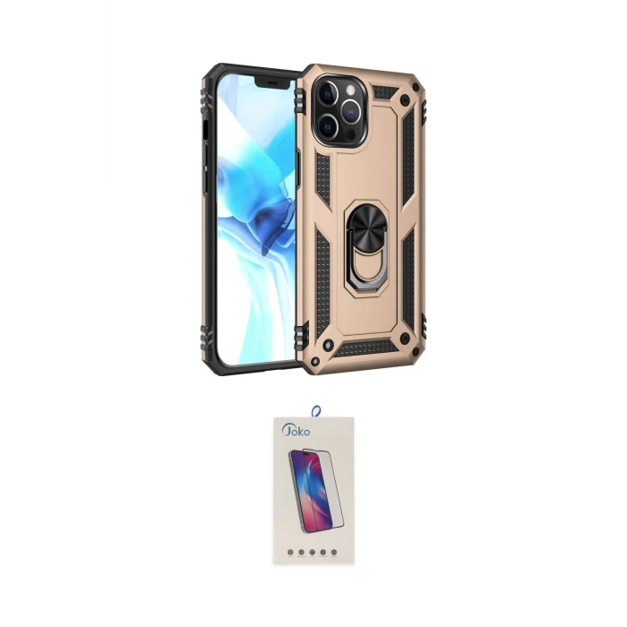 ieg™ iPhone 12 Pro Max Kılıf Ahenk Klasik Koleksiyonu - Siyah Joko 5D Cam