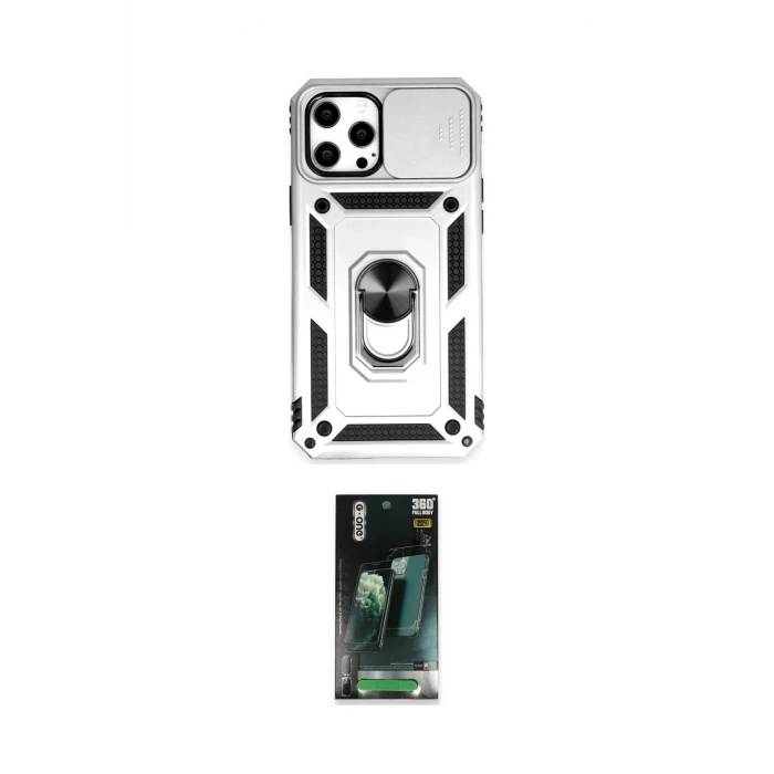 ieg™ iPhone 12 Pro Max Kılıf Ahenk Klasik - Şeffaf 360 Full Body Arka Koruyucu