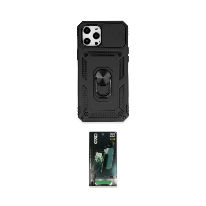 ieg™ iPhone 12 Pro Max Kılıf Ahenk Klasik - Şeffaf 360 Full Body Arka Koruyucu