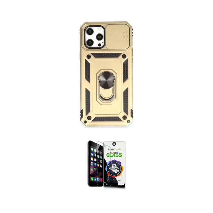 ieg™ iPhone 12 Pro Max Kılıf Ahenk Klasik - Şeffaf Temperli Cam Ekran Koruyucu