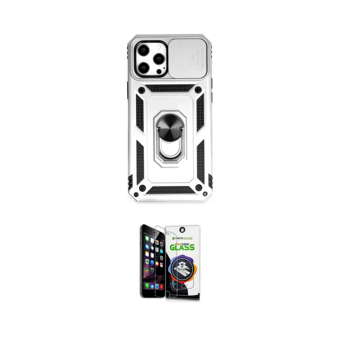 ieg™ iPhone 12 Pro Max Kılıf Ahenk Klasik - Şeffaf Temperli Cam Ekran Koruyucu