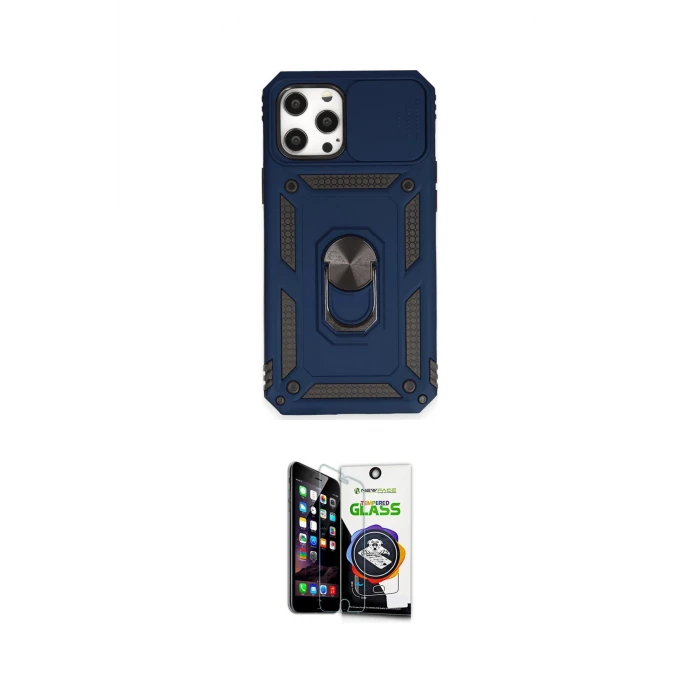 ieg™ iPhone 12 Pro Max Kılıf Ahenk Klasik - Şeffaf Temperli Cam Ekran Koruyucu