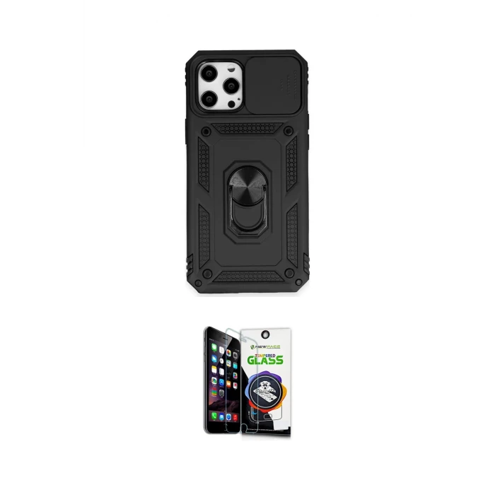 ieg™ iPhone 12 Pro Max Kılıf Ahenk Klasik - Şeffaf Temperli Cam Ekran Koruyucu