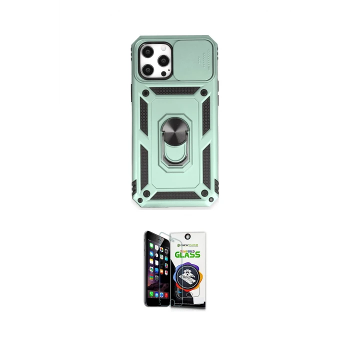 ieg™ iPhone 12 Pro Max Kılıf Ahenk Klasik - Şeffaf Temperli Cam Ekran Koruyucu