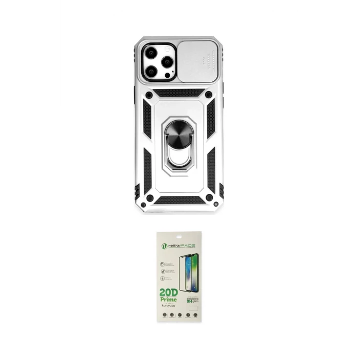 ieg™ iPhone 12 Pro Max Kılıf Ahenk Klasik - Siyah 20D Premium Cam Ekran Koruyucu