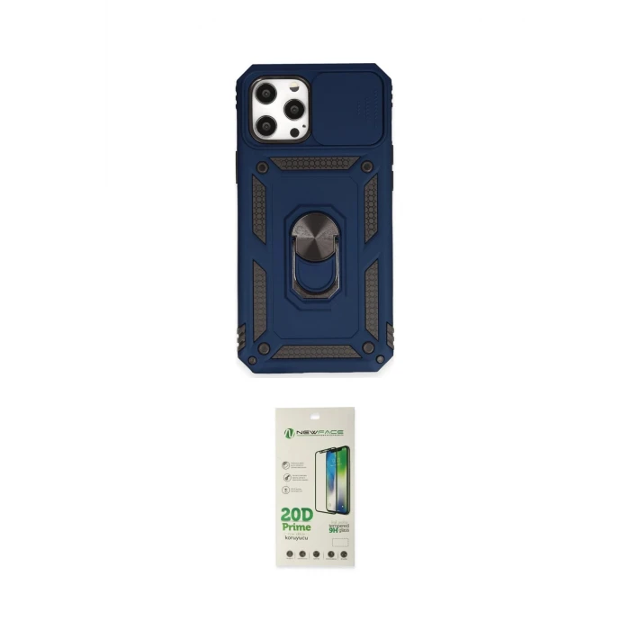 ieg™ iPhone 12 Pro Max Kılıf Ahenk Klasik - Siyah 20D Premium Cam Ekran Koruyucu