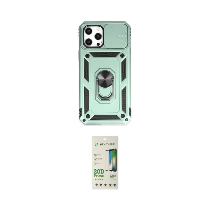 ieg™ iPhone 12 Pro Max Kılıf Ahenk Klasik - Siyah 20D Premium Cam Ekran Koruyucu