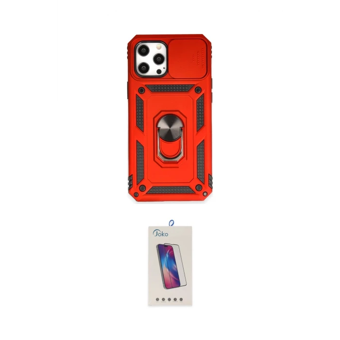 ieg™ iPhone 12 Pro Max Kılıf Ahenk Klasik - Siyah Joko 5D Cam
