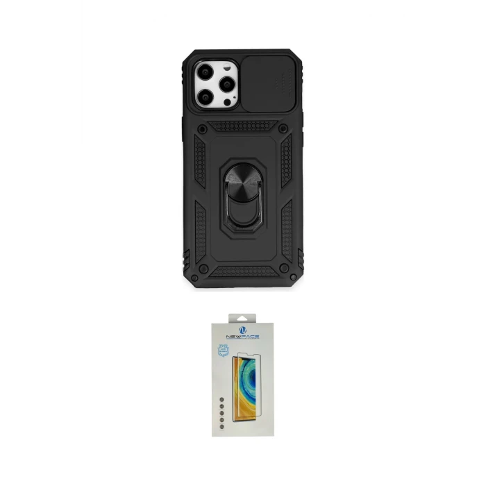 ieg™ iPhone 12 Pro Max Kılıf Ahenk Klasik - Siyah Polymer Nano Ekran Koruyucu