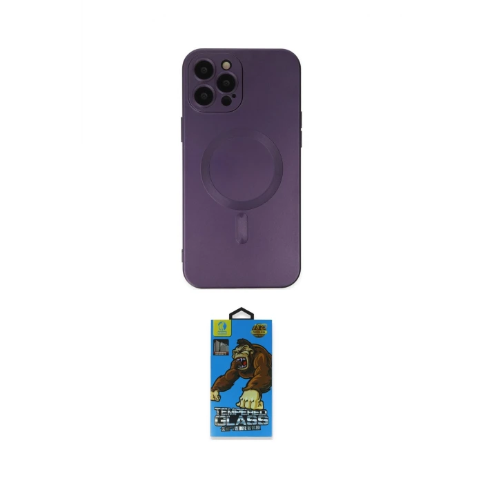 ieg™ iPhone 12 Pro Max Kılıf Akış Minimal Özel Seri - Siyah 18D Cam Ekran Koruyucu