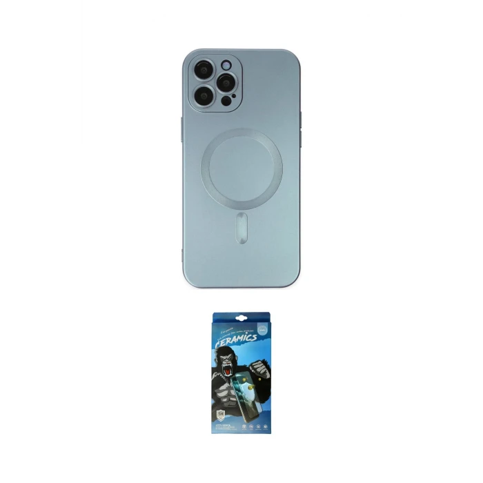 ieg™ iPhone 12 Pro Max Kılıf Akış Minimal Özel Seri - Siyah 34D Izgaralı Cam