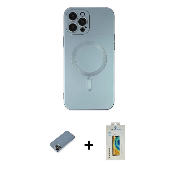 ieg™ iPhone 12 Pro Max Kılıf Akış Minimal Özel Seri - Siyah Polymer Nano Ekran Koruyucu + Shine Kamera Lens Koruma Cam - SH