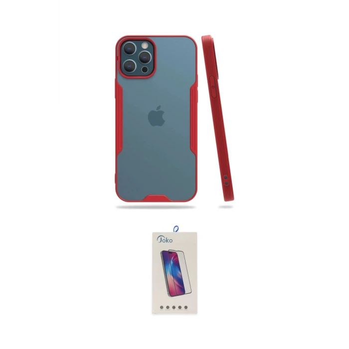 ieg™ iPhone 12 Pro Max Kılıf Atlas Asil Serisi - Siyah Joko 5D Cam