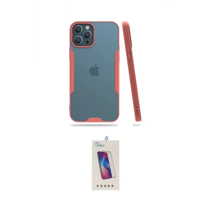 ieg™ iPhone 12 Pro Max Kılıf Atlas Asil Serisi - Siyah Joko 5D Cam