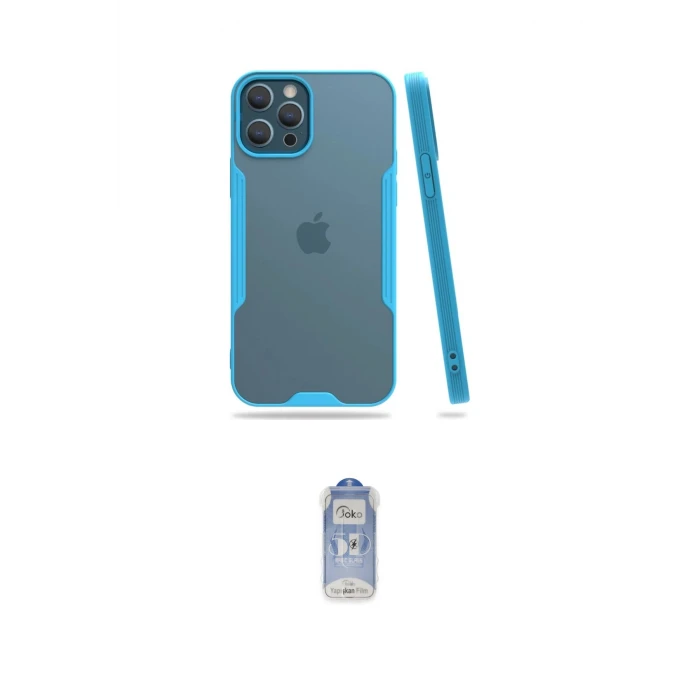 ieg™ iPhone 12 Pro Max Kılıf Atlas Asil Serisi - Siyah Joko Magic 5D Cam