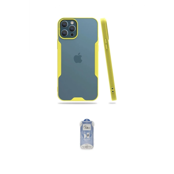 ieg™ iPhone 12 Pro Max Kılıf Atlas Asil Serisi - Siyah Joko Magic 5D Cam