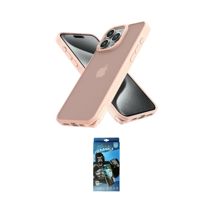 ieg™ iPhone 12 Pro Max Kılıf Atlas Form - Siyah 34D Izgaralı Cam