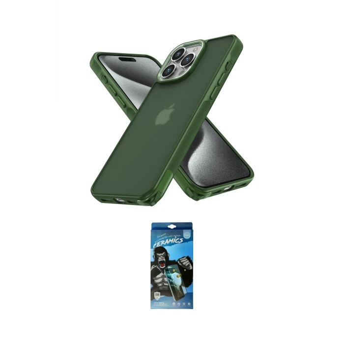 ieg™ iPhone 12 Pro Max Kılıf Atlas Form - Siyah 34D Izgaralı Cam