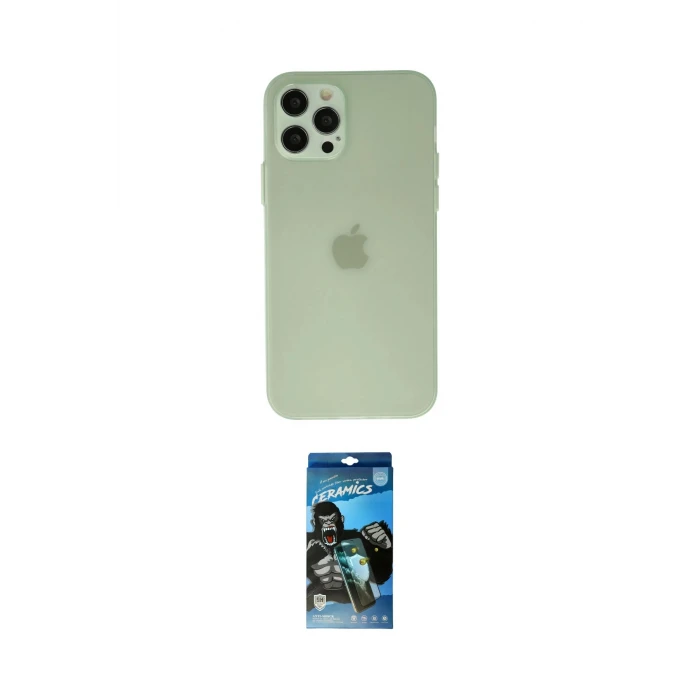 ieg™ iPhone 12 Pro Max Kılıf Atlas Minimal Prime - Siyah 34D Izgaralı Cam
