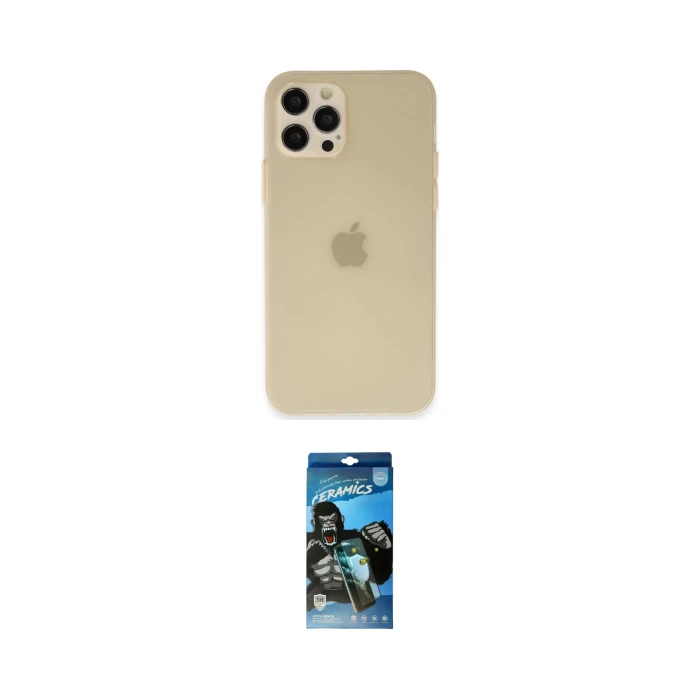 ieg™ iPhone 12 Pro Max Kılıf Atlas Minimal Prime - Siyah 34D Izgaralı Cam