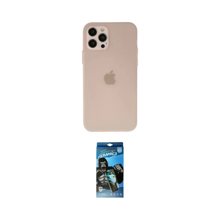 ieg™ iPhone 12 Pro Max Kılıf Atlas Minimal Prime - Siyah 34D Izgaralı Cam