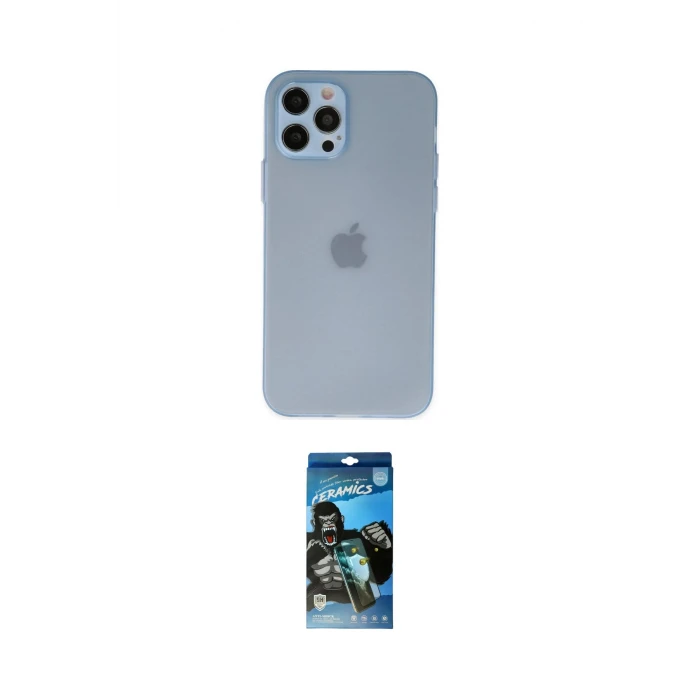 ieg™ iPhone 12 Pro Max Kılıf Atlas Minimal Prime - Siyah 34D Izgaralı Cam