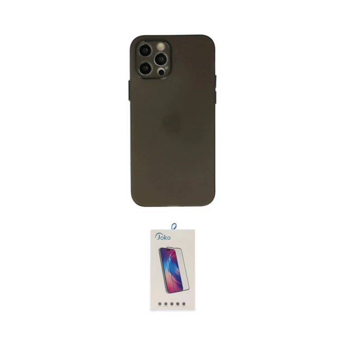 ieg™ iPhone 12 Pro Max Kılıf Atlas Minimal Prime - Siyah Joko 5D Cam