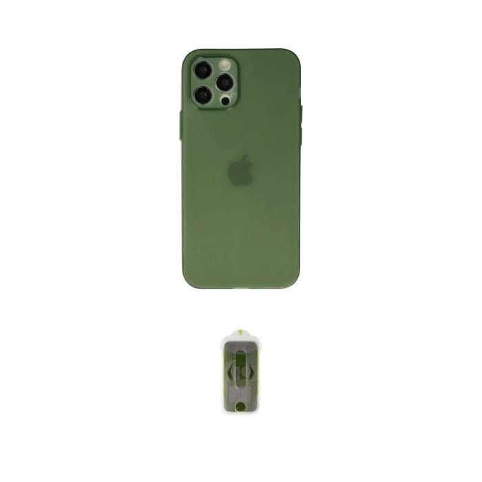 ieg™ iPhone 12 Pro Max Kılıf Atlas Minimal Prime - Siyah Joko Magic 5D Hayalet Cam