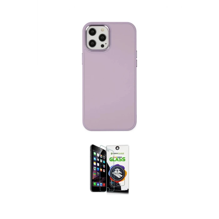 ieg™ iPhone 12 Pro Max Kılıf Çekirdek Çizgi - Şeffaf Temperli Cam Ekran Koruyucu