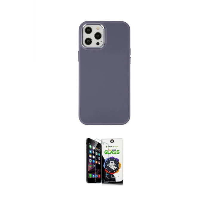 ieg™ iPhone 12 Pro Max Kılıf Çekirdek Çizgi - Şeffaf Temperli Cam Ekran Koruyucu
