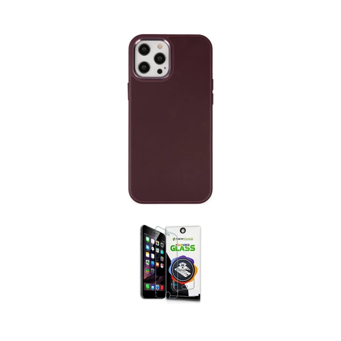 ieg™ iPhone 12 Pro Max Kılıf Çekirdek Çizgi - Şeffaf Temperli Cam Ekran Koruyucu