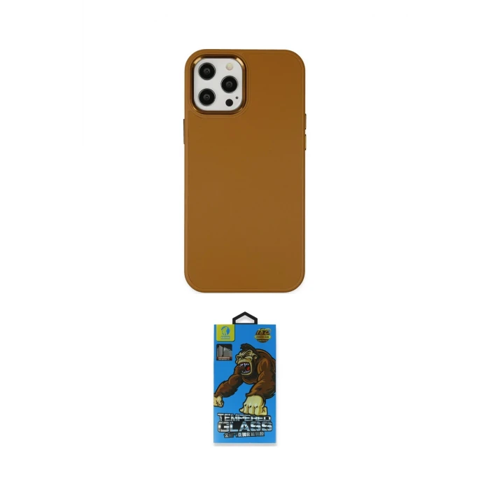 ieg™ iPhone 12 Pro Max Kılıf Çekirdek Çizgi - Siyah 18D Cam Ekran Koruyucu